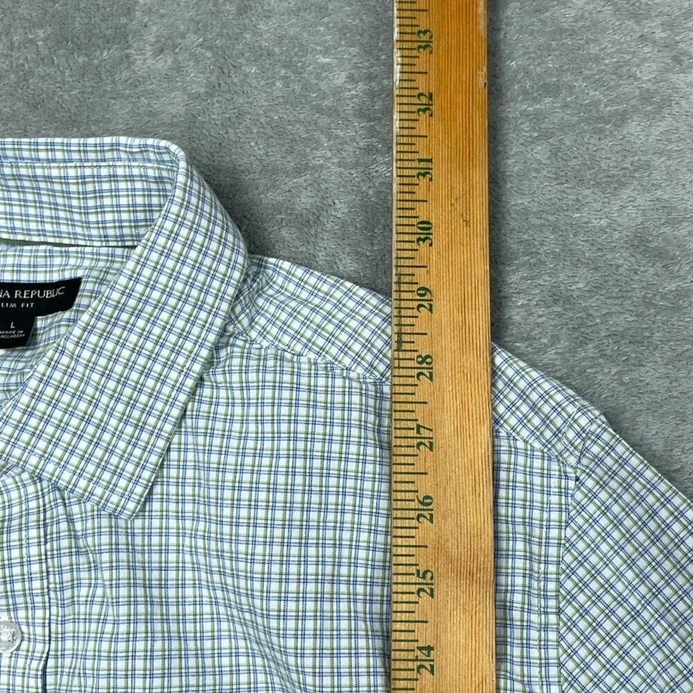 Banana Republic Slim Fit Plaid Button-Down Shirt Size L Cotton Blend a1024